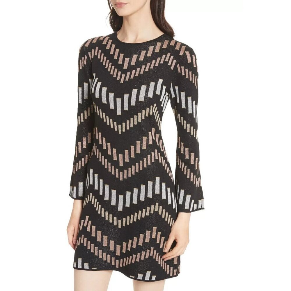 BNWT Ted Baker London Knitted Swing Dress With Metallic Cotton Reels